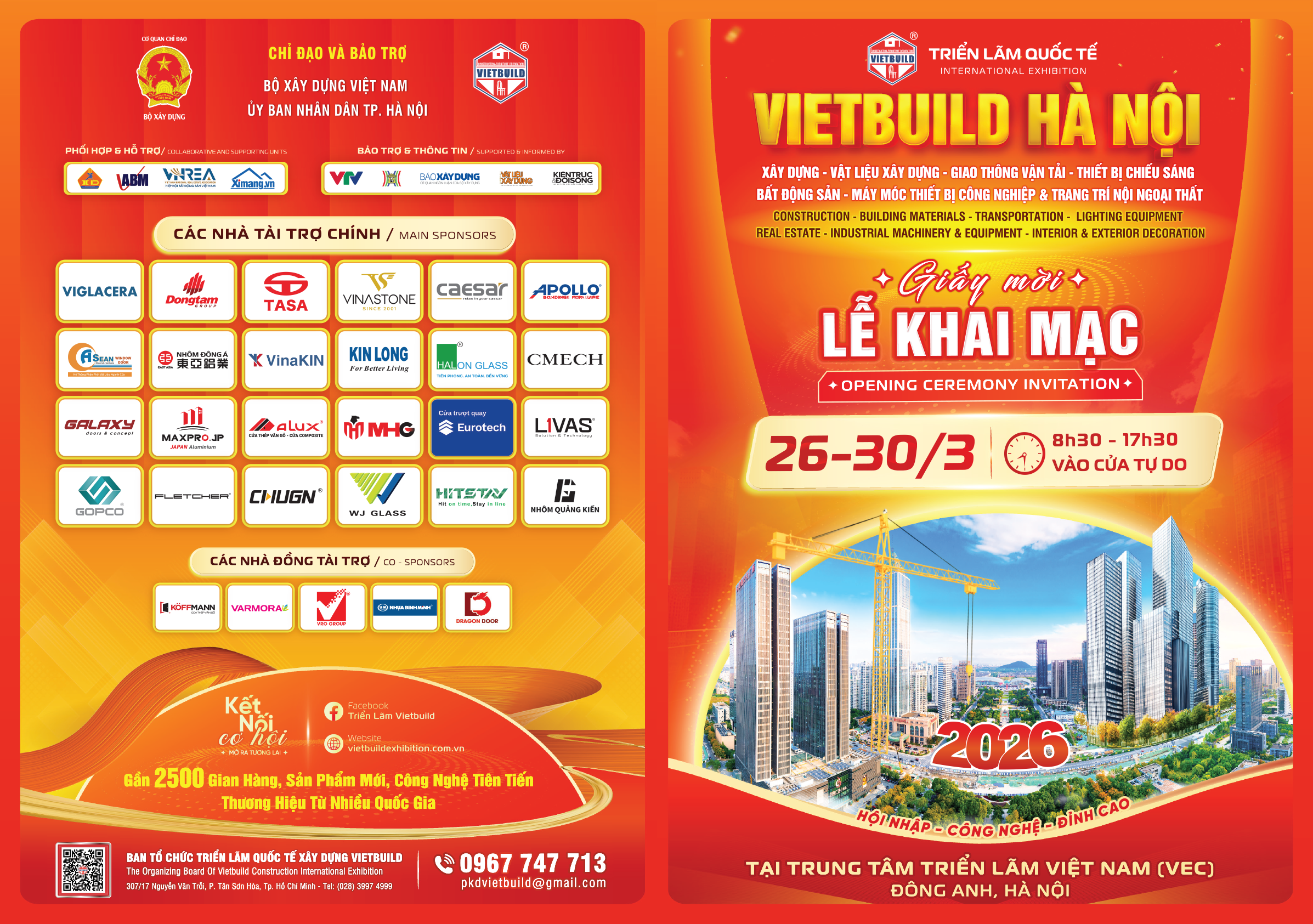 Vietbuild Hà Nội 2026 - Lần 1 | 26 - 30/3 tại VEC | Giấy mời Khai mạc